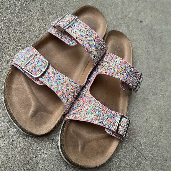 Cat & Jack rainbow glitter slide sandals girls size 4 - Picture 9 of 9